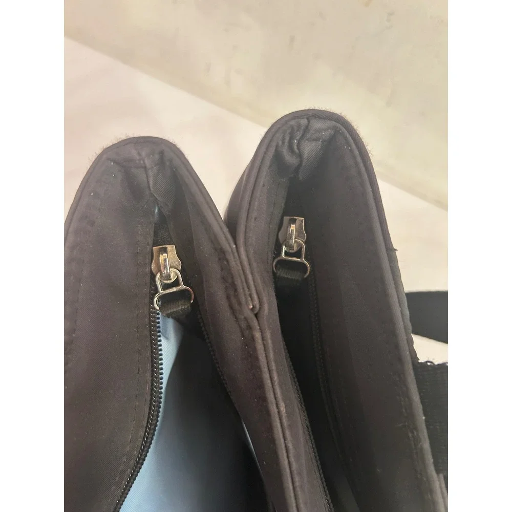 Lands End Tote Bag OS Black Nylon Zip Double Compartment Women